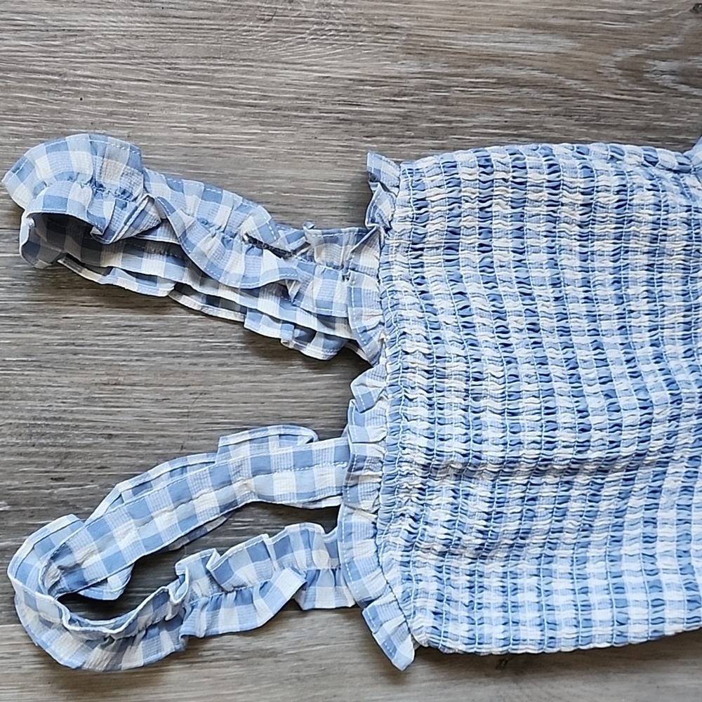 Blue Gingham Mini Dress - Picture 2 of 12